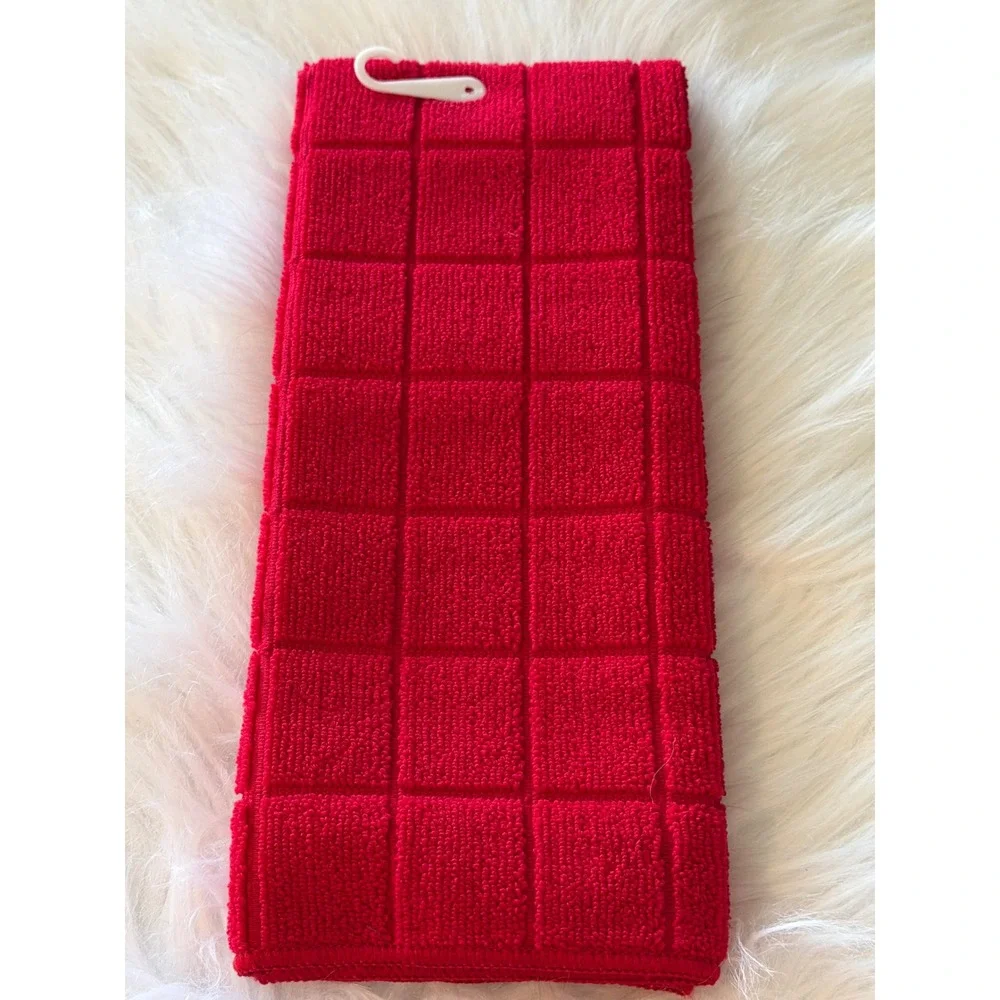 Home Collection Red Grid Textured Kitchen Towel 15x25 100% Polyester Dish Cloth